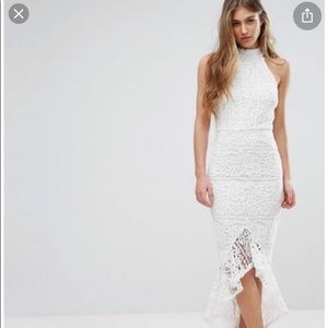 Misguided lace halter neck dress